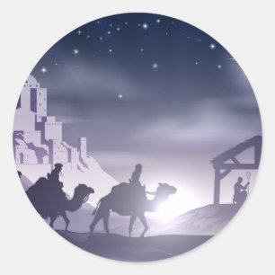 Geburt Christis-Weihnachtsszene Runder Aufkleber