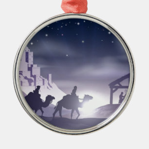 Geburt Christis-Weihnachtsszene Silbernes Ornament