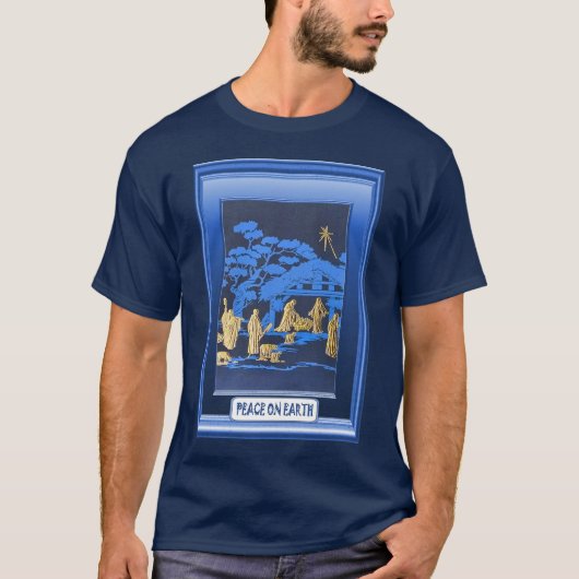 Geburt Christisszene, blau T-Shirt (Vorderseite)