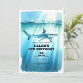 Geburt der Geburtstagsparty des Unterwasserhais Einladung (Stehend Vorderseite)