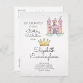 Geburt der Prinzessin und Einhorn Einladungspostkarte (Vorne/Hinten)