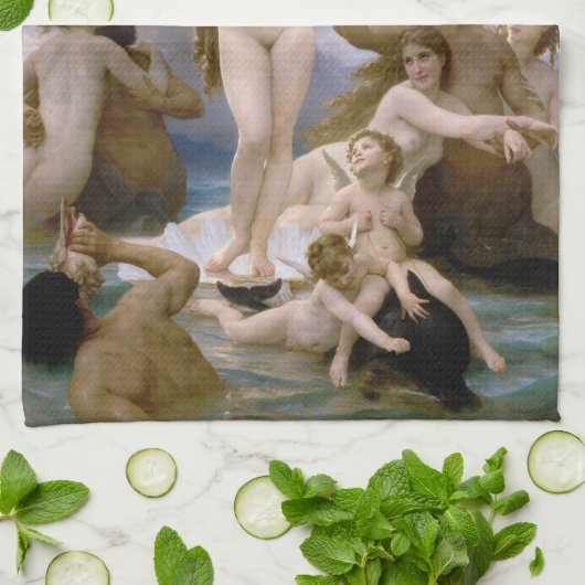 Geburt der Venus von William-Adolphe Bouguereau Geschirrtuch (Gefaltet)