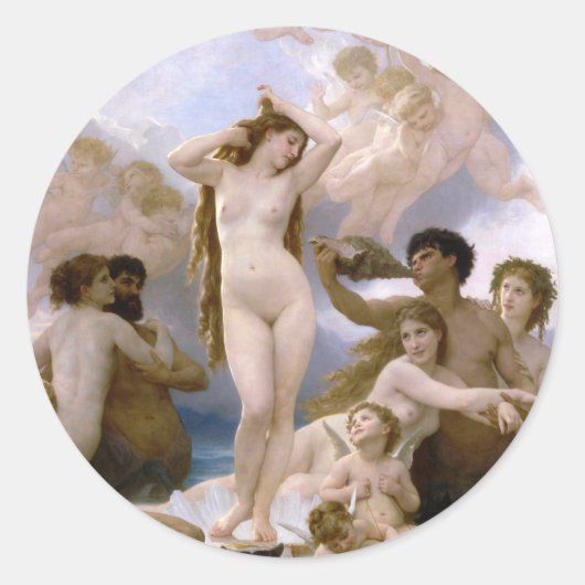 Geburt der Venus von William-Adolphe Bouguereau Runder Aufkleber (Vorderseite)