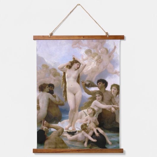 Geburt der Venus von William-Adolphe Bouguereau Wandteppich Mit Holzrahmen (Vorderseite)