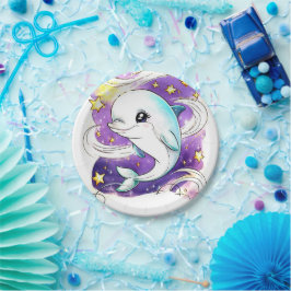 Geburt der verzauberten Pastel-Kids-Dolphin Pappteller