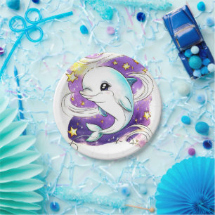 Geburt der verzauberten Pastel-Kids-Dolphin Pappteller