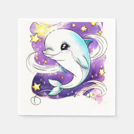 Geburt der verzauberten Pastel-Kids-Dolphin Serviette