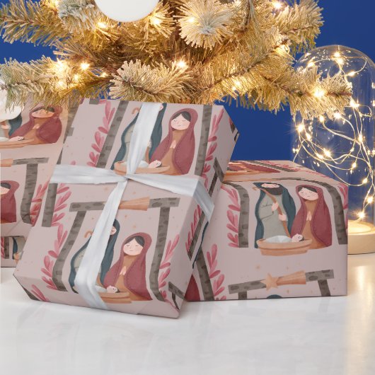 Geburt der Wasserfarbe Christlich Jesus Weihnachte Geschenkpapier (Feiertage)