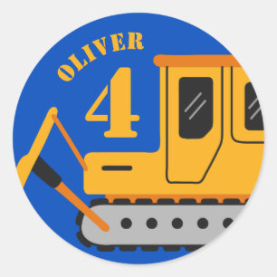 Geburt des Geburtstags niedliche Blaukinderkonstru Runder Aufkleber