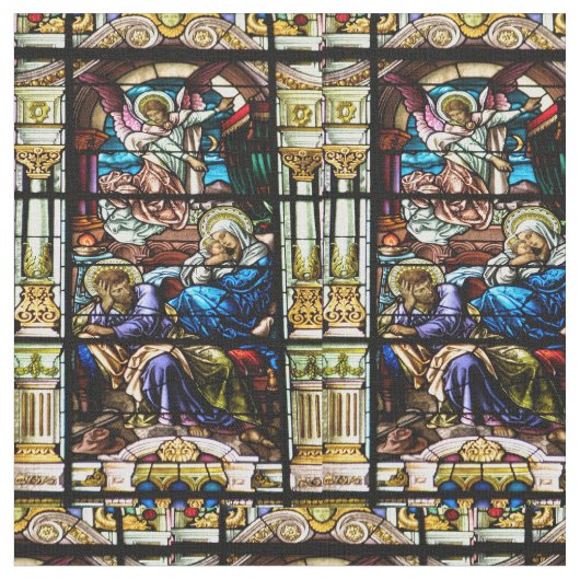 Geburt des Jesus-Buntglas-Fensters Stoff (Nahaufnahme)