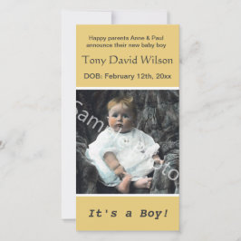 Geburt des Kindes, Foto hinzufügen, gelb Ankündigung