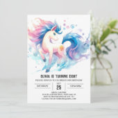 Geburt des Tages: Aquarellpferd Einladung (Stehend Vorderseite)
