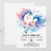 Geburt des Tages: Aquarellpferd Einladung (Vorne/Hinten)