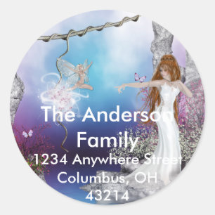 Geburt eines Fairy Fantasy-Rücksendeadressen-Aufkl Runder Aufkleber