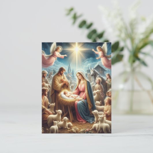 Geburt Feiertagspostkarte (Stehend Vorderseite)