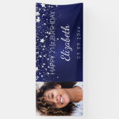 Geburt Foto Blaue Silbersterne Banner (Vertikal)