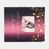 Geburt Foto Bordeaux Goldsterne rosa Fleecedecke (Vorderseite (Horizontal))