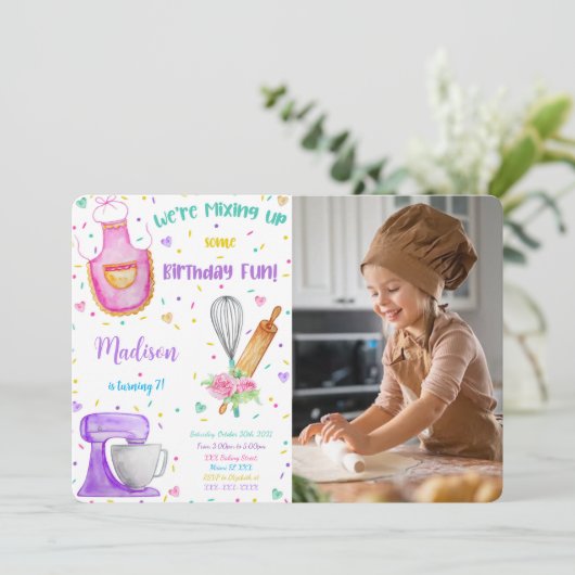 Geburt Foto Einladung backen (Stehend Vorderseite)