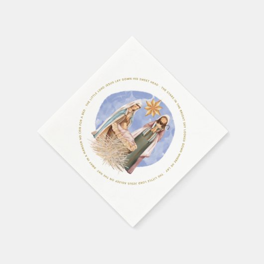 Geburt in einem Manager Carol Texte Gold Text Serviette (Ecke)