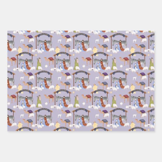 Geburt in Rosa, Blau und lila Geschenkpapier Set (Vorderseite 3)