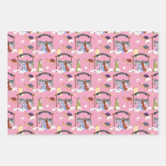 Geburt in Rosa, Blau und lila Geschenkpapier Set (Vorderseite 2)