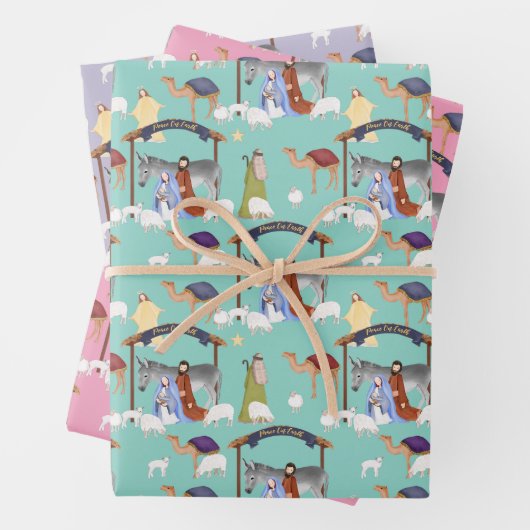 Geburt in Rosa, Blau und lila Geschenkpapier Set (Beispiel)