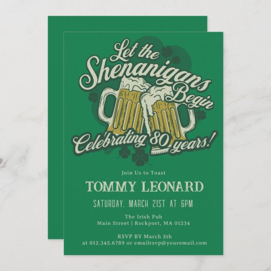 Geburt Irish St.Patrick's Day Beer Einladung (Vorne/Hinten)