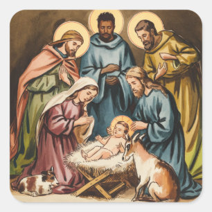 Geburt Jesu Christi Quadratischer Aufkleber