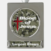 Geburt Jesu Grüne Camouflage Personalisiertes Gebe Banner-Ornament Silber (Vorderseite)