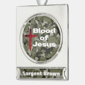 Geburt Jesu Grüne Camouflage Personalisiertes Gebe Banner-Ornament Silber (Links)