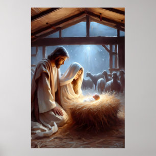 Geburt Jesu Jesus wird geboren Krippenszene Christ Poster