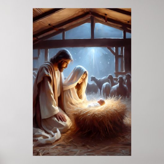 Geburt Jesu Jesus wird geboren Krippenszene Christ Poster (Vorne)