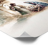 Geburt Jesu - Minimalistische Wasserfarbe Poster (Ecke)