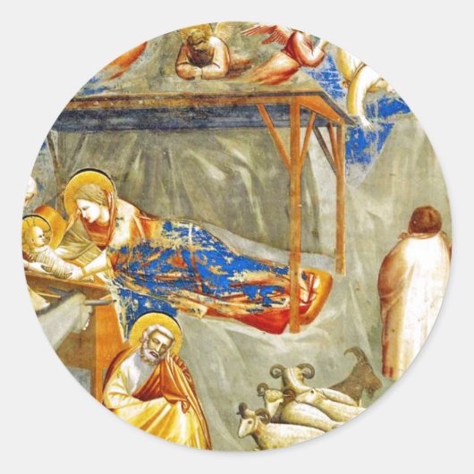 Geburt Jesu Runder Aufkleber (Vorderseite)