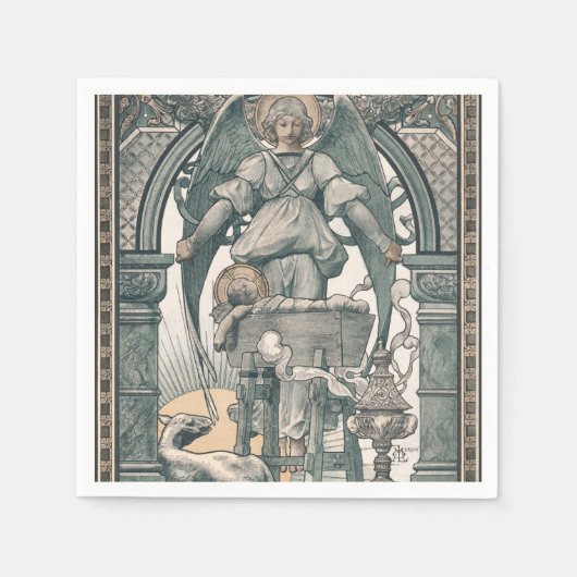Geburt Jesus Geburtsname Engel Vintage Weihnachten Serviette (Vorderseite)