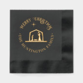 Geburt Jesus Manger frohe Weihnachtsfamilie Name Servietten Mit Folie (Vorderseite)