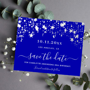 Geburt königlich blaue Sterne Save the Date Budget