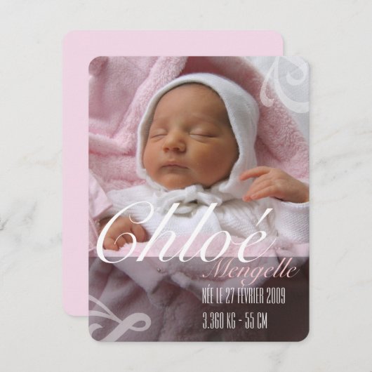 Geburt - Mädchen Ankündigung (Vorne/Hinten)