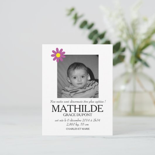 Geburt - Mädchen Ankündigung (Stehend Vorderseite)