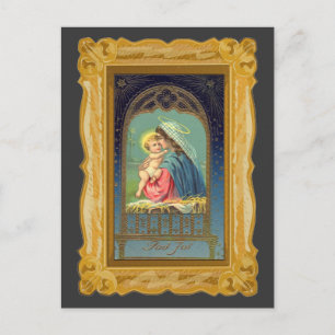 Geburt Maria hält den Jungen Jesus. Postkarte