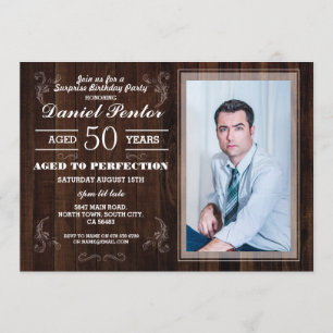 Geburt Mens Foto Holz bis zur Perfektion Einladung