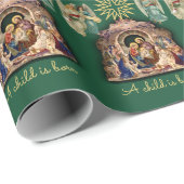 Geburt mit Engeln Weihnachts Baby Jesus Qualität Geschenkpapier (Rolleneckpunkt)
