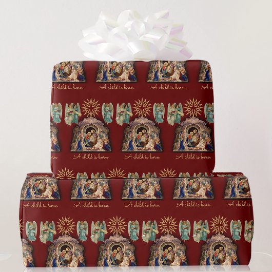 Geburt mit Engeln Weihnachts Baby Jesus Qualität Geschenkpapier