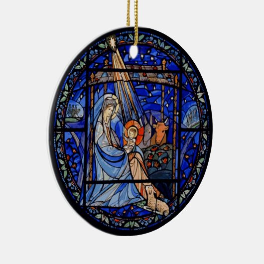 Geburt mit Weihnachten + Datum Keramik Ornament (Rechts)