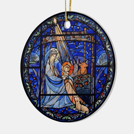 Geburt mit Weihnachten + Datum Keramik Ornament (Links)