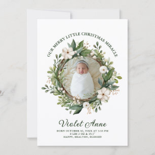 Geburt Neue Baby Foto Kranz Weihnachtswunder Feiertagskarte