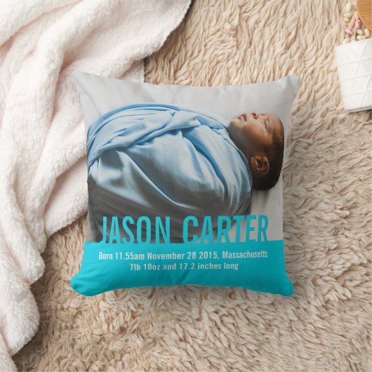 Geburt neugeborene Geschenk Jungen Blaue Geburtsde Kissen (Decke)