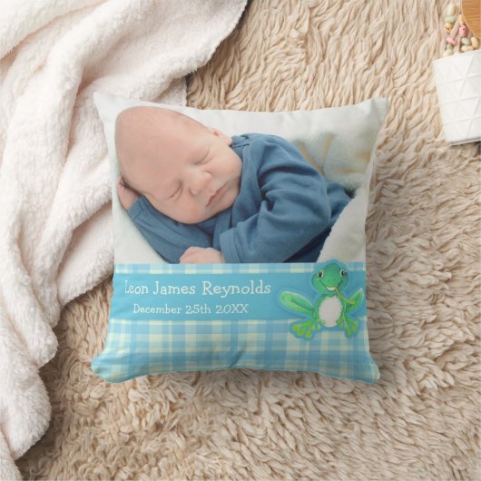 Geburt neugeborene Geschenk Jungen blaues Froschki Kissen (Decke)
