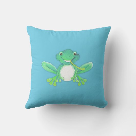 Geburt neugeborene Geschenk Jungen blaues Froschki Kissen (Rückseite)