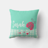 Geburt neugeborene Geschenk ladybug aqua grünes Ki Kissen (Rückseite)